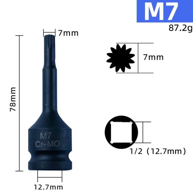BTOER 3Inch M5-M19 1/2Inch Drive Wrench Socket Adapter 12 Point Socket Screwdriver Bit Home DIY Repair Hand Tool Accessories