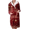 thumbnail image 1 of Women's Fleece Plush Robe Long Warm Plush Bathrobe Loungewear Jacket Printed Comfort Robe, 1 of 5