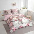 thumbnail image 3 of Homewish Kawaii Snowman 7pcs Bedding Comforter Set,Geometric Stripes Lines Queen Bedding Sets,Merry Christmas Queen Sheet Sets For Girls Kids,Microfiber Bedroom Decor Reversible, 3 of 8