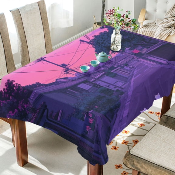 Yayeee Tablecloths for Rectangular Tables 54 x 54 inch Party Table Cover, White Cat Walking