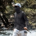 thumbnail image 6 of UPF 50+ Sun Protection Hooded Shirt for Men Long Sleeve Uv Protection Shirts with Zip Pockets Quick Dry Hooded Hoodie Shirt with Mask Casual Summer Lightweight Athletic Workout Blouses,Dark Gray S, 6 of 6
