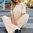 thumbnail image 5 of Women 2 Piece Outfits 2026 Casual Loose Fit Solid Color Sweatshirts And Wide Leg Pants Tracksuit Sets, 5 of 8