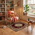 thumbnail image 3 of ODIKA 3'x5' Ultra-Soft Throw Mat, Bedside Traditional Way Motif Decorative Border Vintage Hallways None Washable, Bare feet friendly, Easy Care Indoor rug for Bedside, Vanity, 3 of 7