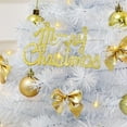 thumbnail image 4 of 18Inch White Christmas Tree Set - Desktop Decor with Gold Star Top, 16 Ornaments & Weighted Base for Office Home Party (18in), 4 of 6