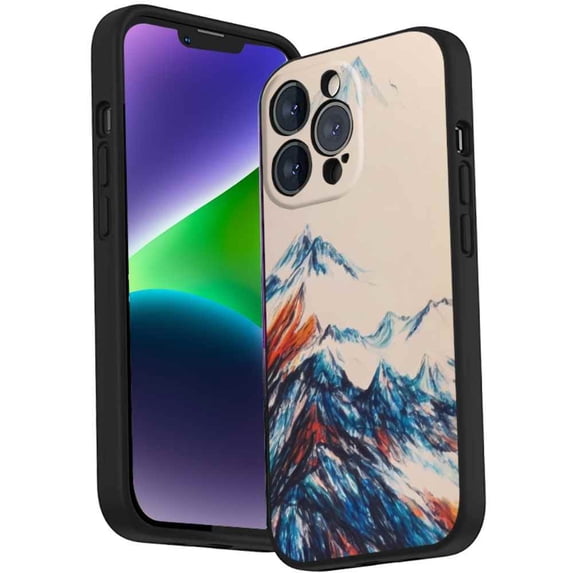 Compatible with iPhone 14 Pro Phone Case, mountain-tree-painting-189 Case Men Women, Flexible Silicone Shockproof Case for iPhone 14 Pro