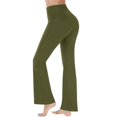 thumbnail image 5 of ZOIGHDA Women Flare Yoga Pants Leggings with Pockets with Pockets High Wasit Bootcut Belly Control Soft Workout Leggings(Green,Large), 5 of 6