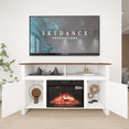 thumbnail image 2 of MDQMD Farmhouse TV Stand With Fireplace, White 2 Door 57 Inch TV Console With 23" Fireplace,Modern Media Console Table with Storage for Living Room, 2 of 8
