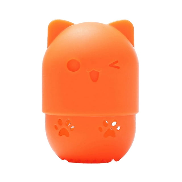 Wweixi Hygienic And Durable Washable And Reusable Storage Box For Cat Makeup Sponges orange 1Set