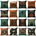 thumbnail image 2 of Funda de almohada con temática de Halloween, cubierta de cojín de lino, cuadrada, Serie de calavera y bruja, para sofá y coche, 2 of 4