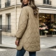 thumbnail image 4 of Vivianyo HD Women's Bomber Collar Long Quilted Jacket, Long Sleeve Lightweight Zip Up Winter Coat with Pockets, Sizes S-2XL, 4 of 8