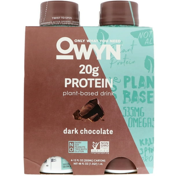 OWYN Protein PlantBased Shake Dark Chocolate 4 Shakes 12 fl oz 355 ml
