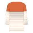 thumbnail image 4 of Royisotas Casual Tops for Women Plus Size Tshirt Fall Striped Color Block 3/4 Sleeve Orange Women Blouses V-Neck Loose Fit Tshirts Shirts, 4 of 5