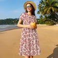 thumbnail image 4 of Naloa Rose Gold Abstract Spots Print Womens Summer A-Line Dress with Pockets,Short Sleeve Dresses,Flowy Beach Swing Dress for Vacation Travel, 4 of 6