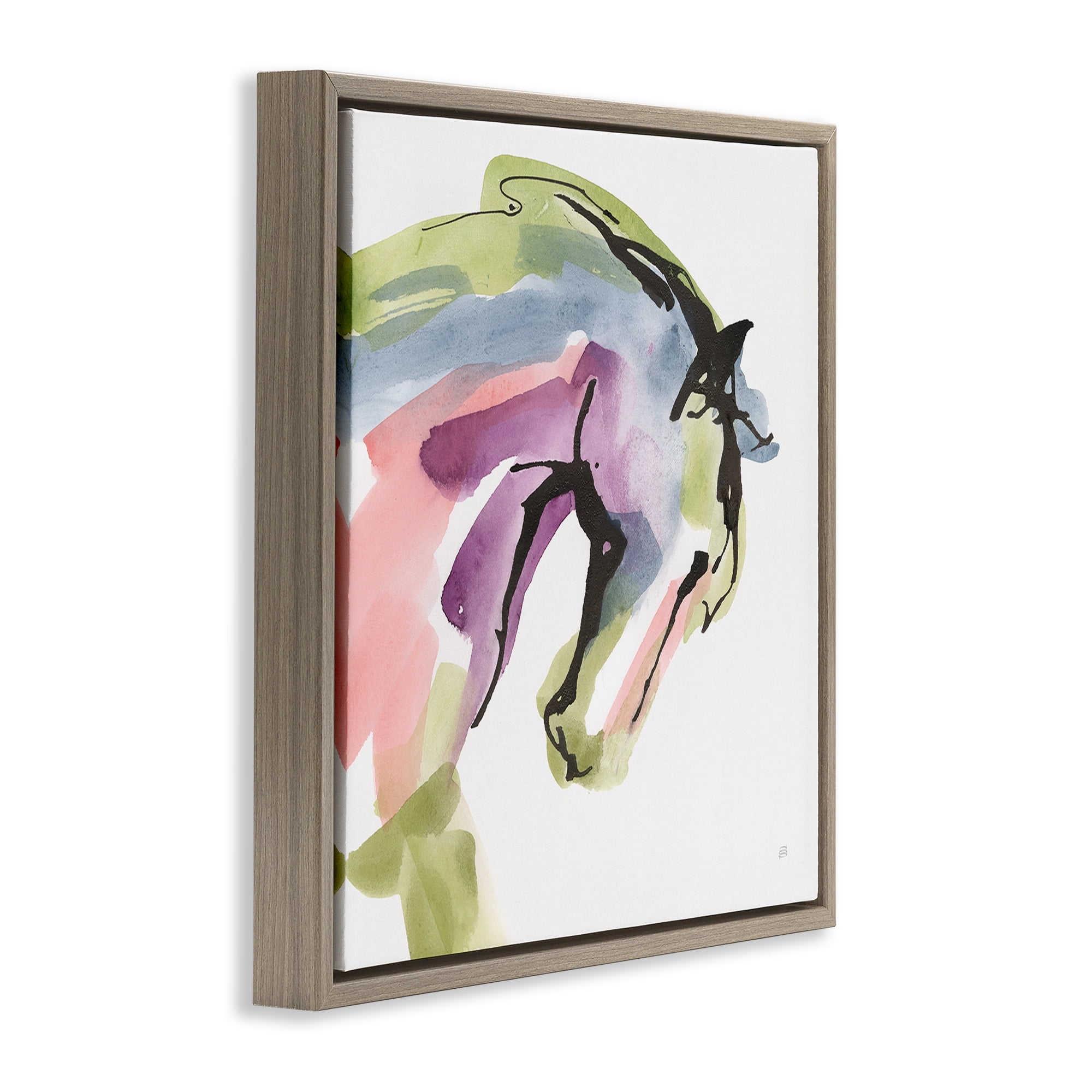 Stupell Industries Brushstroke Horse in Motion Brown Framed Floater Canvas Wall Art, design by Chris Paschke