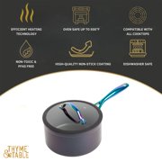 Thyme & Table 2.5 QT Non-Stick Sauce Pan with Glass Lid - Rainbow, Signature Collection