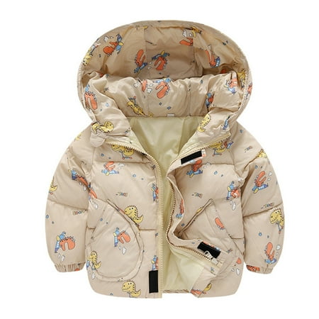 

Youmylove Toddler Kids Baby Boys Girls Winter Warm Jacket Dinosaur Cartoon Coats Hooded Padded Outwear Outerwear Cute Clothing