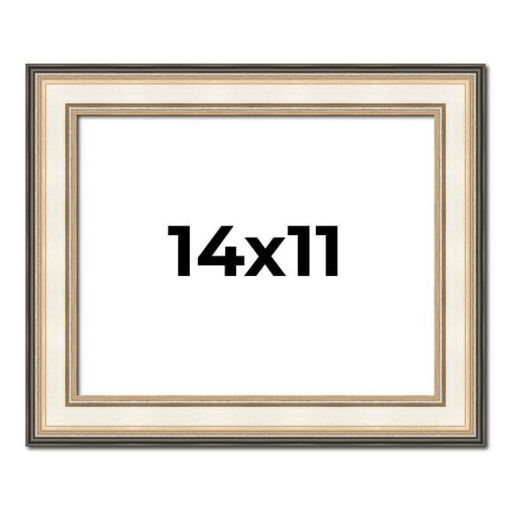 14x11 Frame Gold Silver Plein Aire 2" Inch Wide Moulding Solid Wood Picture Frame | Modena