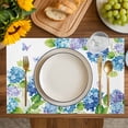 thumbnail image 4 of Blue Hydrangea Placemats Set of 4, Farmhouse Butterfly Spring Floral Placemats for Dining Table, Place Mats for Kitchen Tabletop, Waterproof Wipeable Dining Table Mats Set, 4 of 9