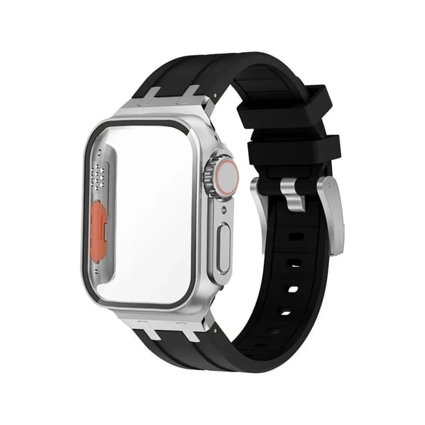 Correa De Lujo Compatible con Apple Watch Silicon Suave, Apariencia Ultra + CASE, 42/44/45/mm