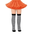 thumbnail image 2 of Tisuna Girls Socks Kids Toddler Knee High Dress Socks Stripe Print Comfortable Tight Leg Stacked Socks For Outdoor Black, 2 of 4