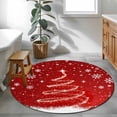 thumbnail image 4 of Round Area Rugs Collection 4 Ft, Red Christmas Non-Slip Residential Carpet, Snowflake Xmas Tree Ball Winter Modern Abstract Art Indoor Crawling Mats Runner Rugs for Living Room/Dining Room/Bedroom, 4 of 8
