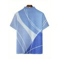thumbnail image 2 of Men Geometric Print Golf Shirt Short Sleeve Athletic Botton up Pullover Tops Blue 3XL, 2 of 5