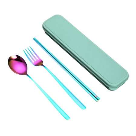 

VEAREAR Portable Tableware Set 5Pcs/Set Stainless Steel Reusable Cutlery Portable Travel Chopsticks Fork Spoon
