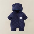 thumbnail image 2 of KyCheLot Infant Boys Girls Romper Long Sleeve Zip-Up Quilted Jumpsuit with Hood Casual Windproof Outfits, 2 of 7