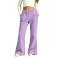 thumbnail image 3 of Auroural Girls Pants Size 7-8 Kids Flare Sweatpants Elastic High Waist Soft Casual Trousers Side Pockets Daily Wear Pants, 3 of 9