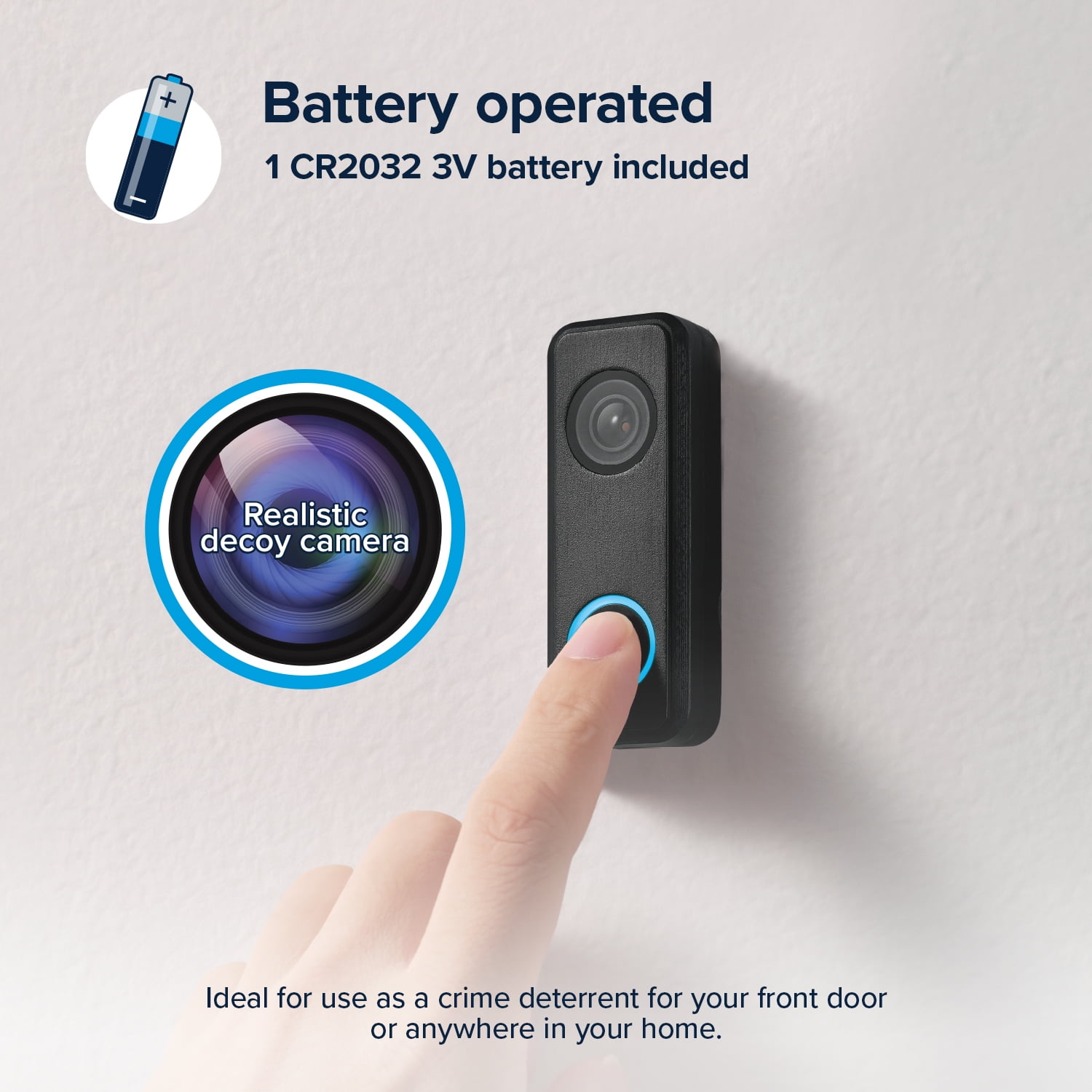 Heath Zenith Heath Zenith Black Plastic Wireless Lighted Battery-Operated Push Doorbell Button with Realistic Decoy Camera