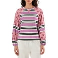 thumbnail image 1 of SUNSIOM Chandails Amples pour Femmes à Rayures Contrastées Imprimé Floral Manches Longues Pulls Décontractés Printemps Automne, 1 of 6