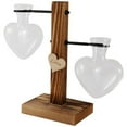 thumbnail image 2 of Heart Shaped Glass Hydroponic Vase with Retro Wooden Stand - Desktop Terrarium for Bulb Planter, Water Propagation Glass Vase Pot Planter Flower Desktop Decoration, 2 of 8