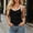Black, variant on Women's Contrast Binding V Neck Sleeveless Tank Top, Slim Ribbed Knit Casual Summer Camisole Dark Gray S