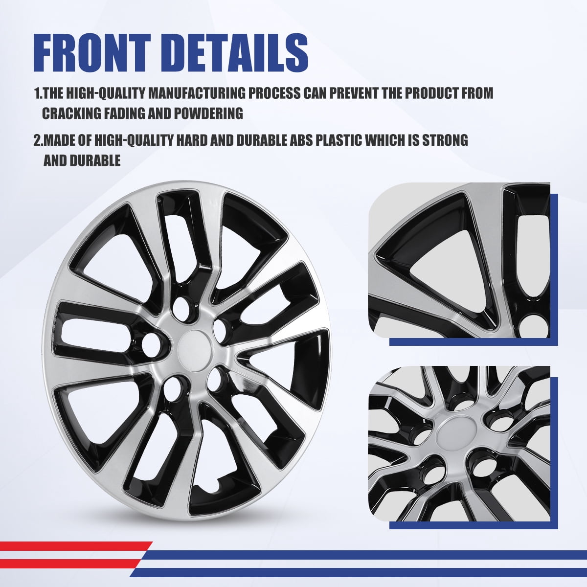 (Set of 4) 16" Hubcap Wheel Rim Cover for Nissan Altima Sedan 2013 2014 2015 2016 2017 2018,Compatible with Steel Wheels,Snap on Hub Caps Replacement,PP Material,Silver Lacquer & Black Lacquer