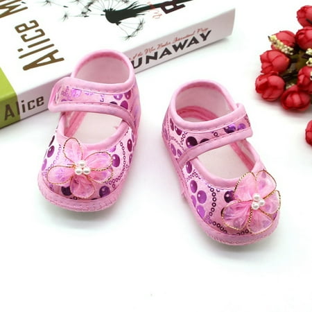 

Baby Girl Cotton Sneakers Shoes with Shallow Floral Printed Newborn Soft Sole Casual Toddler Shoes 0-18M
