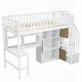 thumbnail image 5 of Twin Loft Bed with White Wood Construction & Built-in Storage & Desk, 5 of 23