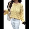 thumbnail image 1 of Suéter de Larga para Mujer, Jersey de Punto Acanalado de Otoño, Suéter Holgado de Cuello Redondo con Cable, Tops Tipo Jersey. Amarillo M, 1 of 7