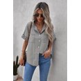 thumbnail image 4 of Women's Turn-down Collar Short Sleeve Denim Shirt, 4 of 20