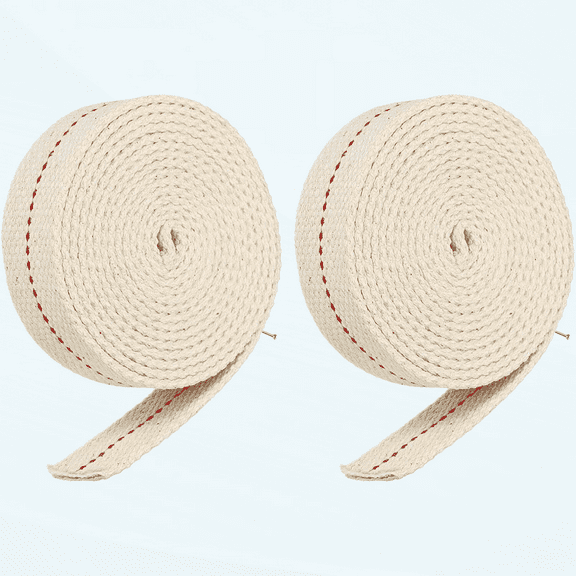 Oil Lamp Wick 1 Inch Flat Wide 6.5 Foot Cotton Lanterns Wick with Red Stitch for Kerosene Burner Lighting, 2 Roll