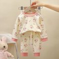 thumbnail image 2 of TOWED22 Baby Girl Toddler Clothes Outfits Set Long Sleeve Round Neck Tee + Elastic Waist Joggers 2 Piece Fall Winter Cute Comfy(Pink,3-4 Y), 2 of 6