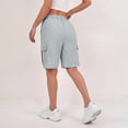 thumbnail image 5 of HKYNLAG Women's Bermuda Long Shorts with Pockets Elastic Waisted Knee Length Shorts for Women Walking Athletic Lounge Light Gray M, 5 of 6