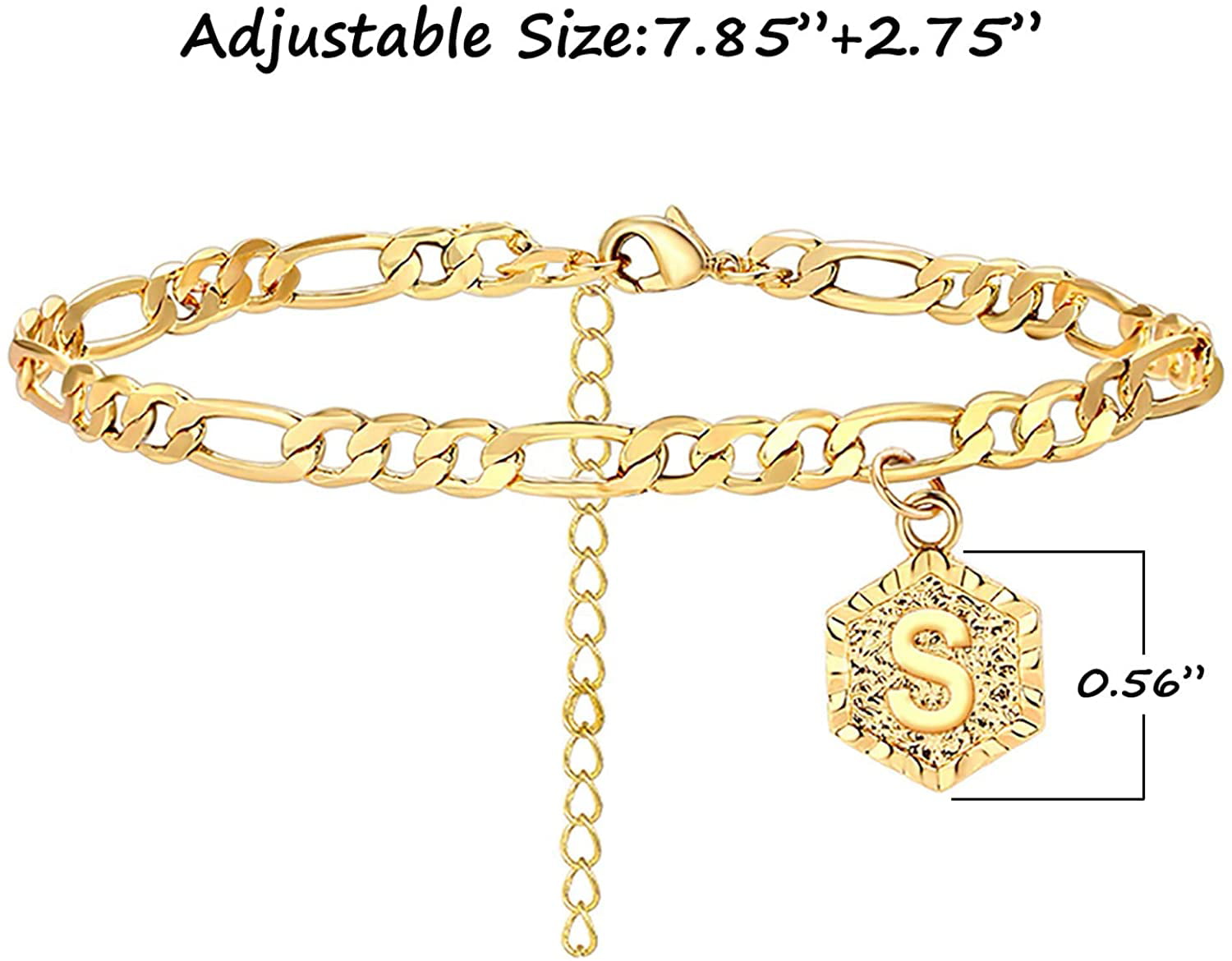 Adjustable Heart Initial Womens Anklets-Double Layered Gold Anklets for Women Teen Girls Jewelry Gifts Letter Anklet Bracelets for Women 
