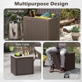 thumbnail image 6 of JYLP 25 Gallon Brown Wicker Texture Outdoor Storage Box, Waterproof PP Deck Box with Lockable Lid, Multi-Functional Patio Storage Bench, 6 of 6
