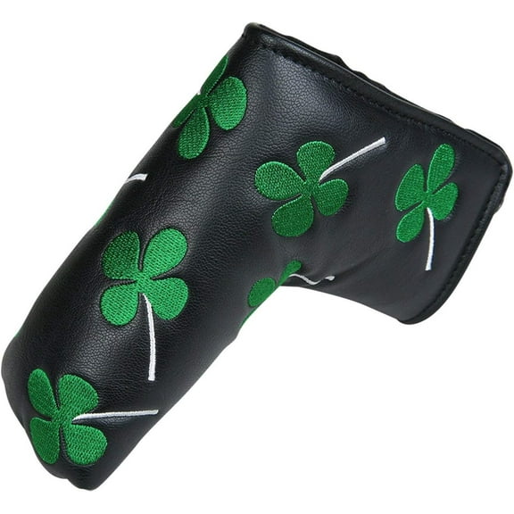 Golf Putter Cover Blade Head Cover Four Leaf Clover Pattern with V-Closure Luck for Golf Headcover