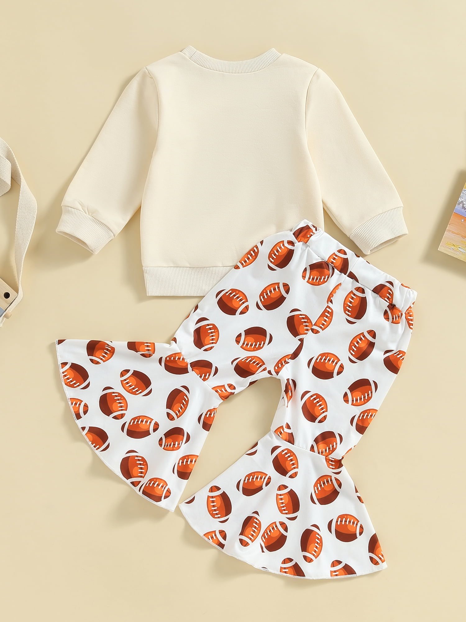Toddler Girl Football Sweater - Game Day Knit Pullover With Embroidered Football & Flowers, Fall/Winter Top