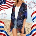 thumbnail image 5 of JULMCOMO 4th of July Lightweight Cardigans for Women Red White Blue Half Sleeve Patriotic Kimono Cover Ups Summer Tops Dark Blue L, 5 of 6