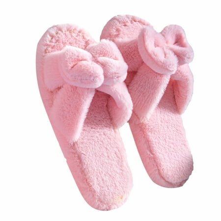 

Wozhidaose Slippers for Women Slippers for Women Bowknot Indoor Warm Home Shoes Soft Bottom Slippers Cotton Slippers Womens Sandals