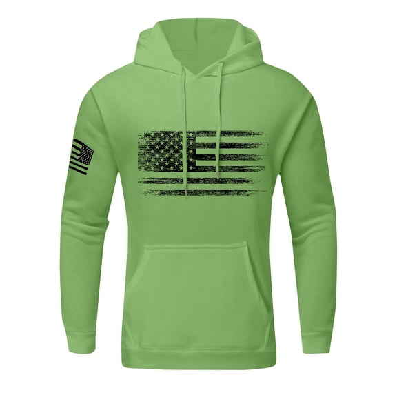 Huankd Men's Hoodies Oversized Sweatshirts American Flag Patriotic Hoodie Big and Tall Graphic Hoodie With Pockets Green 6XL