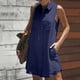 thumbnail image 1 of mfyjkho Vestidos para mujer, Vestido de verano informal de lino y lino para mujer, con cuello en V, manga corta, botones, color liso, túnica con bolsillos Vestidos de playa para mujer s, 1 of 7