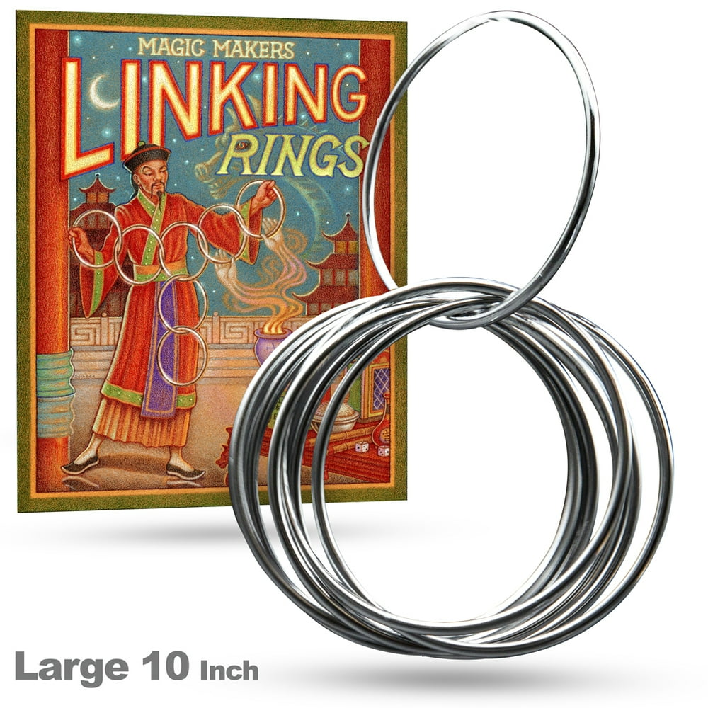 Magic Makers Linking Rings Set of 8 Rings (Large 10 Inch Diameter) with Magic Training Guide